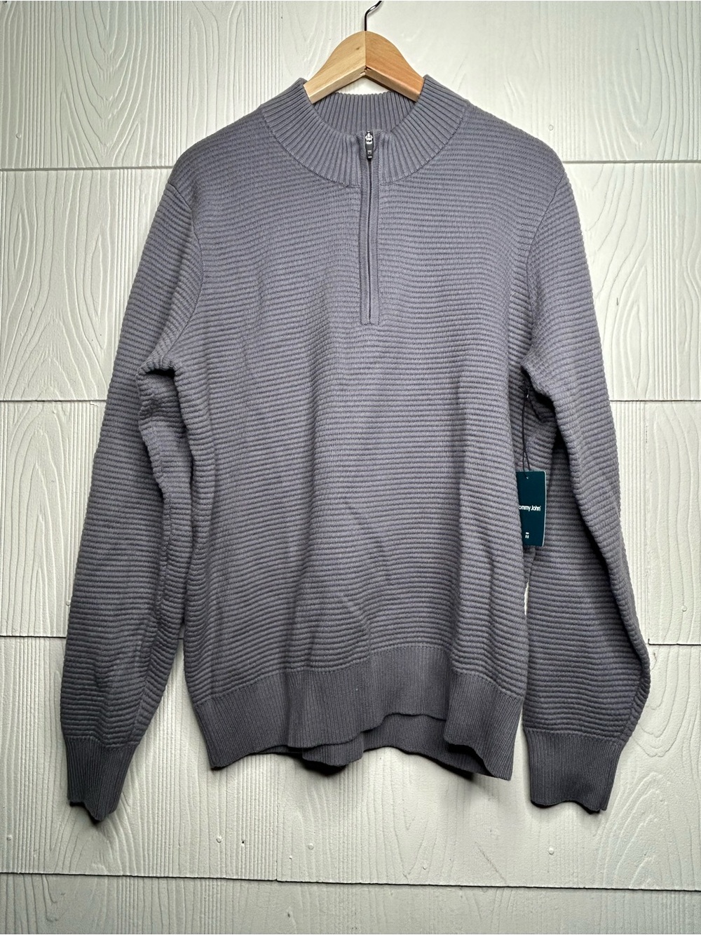 Tommy John Men's Half-Zip Ribbed Sweater - Gray